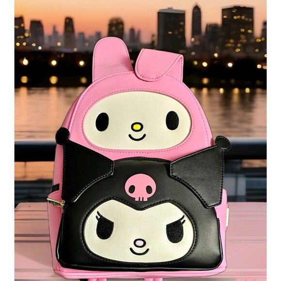 LOUNGEFLY HELLO KITTY KUROMI MY MELODY SANRIO EXCLUSIVE BACKPACK 11" BRAND NEW! - Picture 2 of 16
